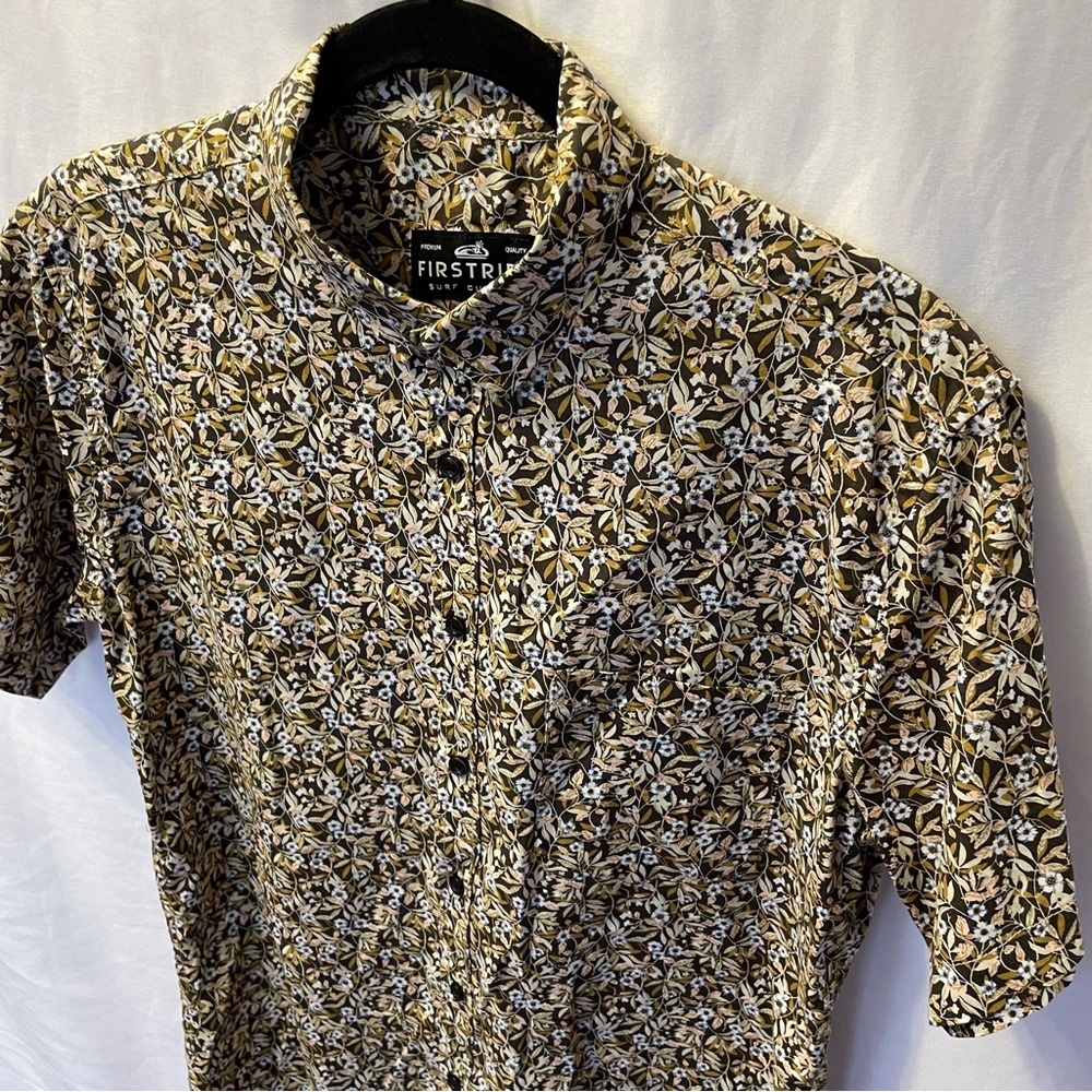 Firstribe‎ Surf Culture Large Short Sleeve Button Up Shirt Floral Artsy Bold - Picture 2 of 15